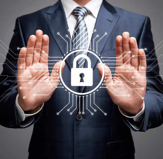 Unauthorized transaction alert on mobile device with cybersecurity icons.